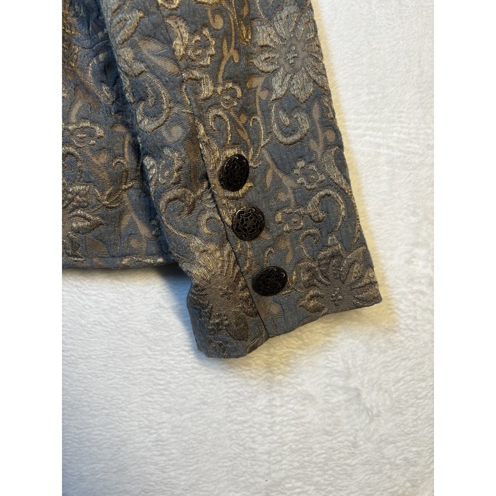 Chicos Golden Blues Ampere Jacket Suit Blazer Womens Size 3 Floral Lined Preppy - Picture 13 of 14